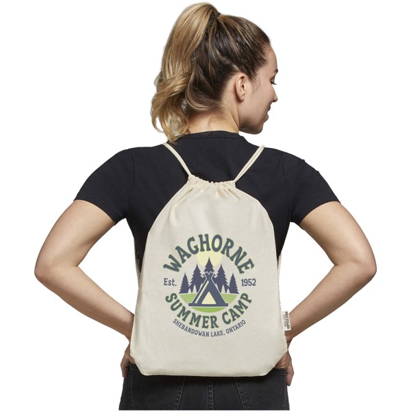 Oregon 140 g/m² GRS recycled cotton drawstring bag - Red