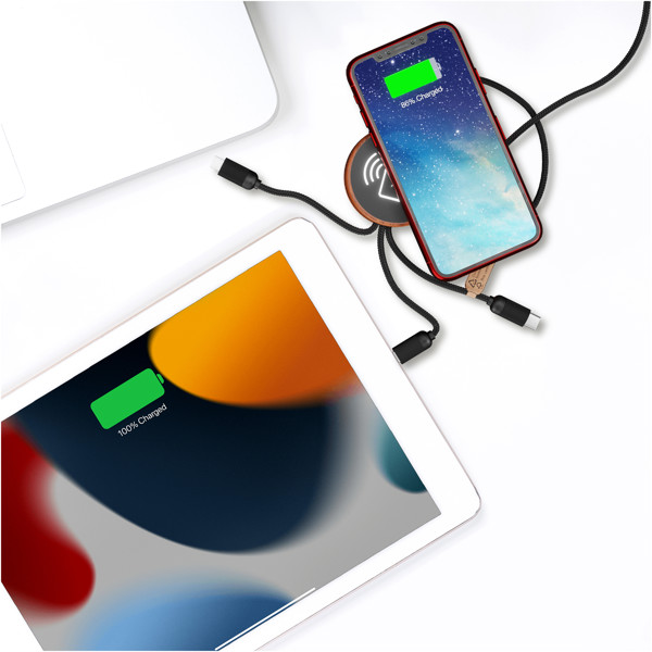 SCX.design C40 5-in-1 rPET light-up logo charging cable and 10W charging pad