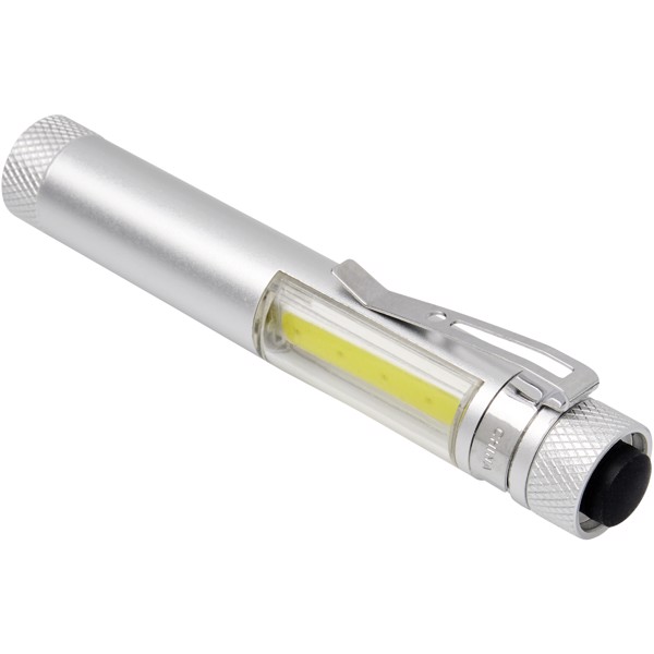 Stix pocket COB light with clip and magnet base - Silver
