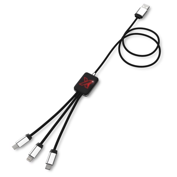 Snadno použitelný světelný kabel SCX.design C17 - Černá / Červená s efektem námrazy