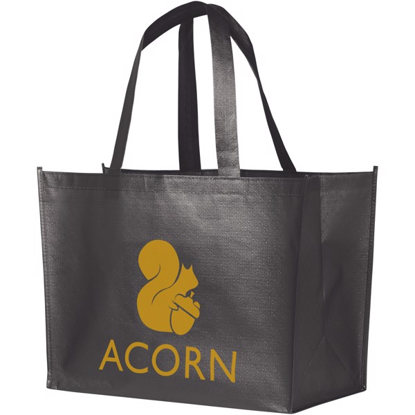 Alloy laminated non-woven shopping tote bag - Steel grey