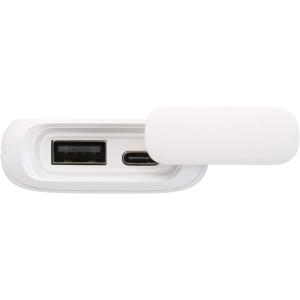 Alkes 5000 mAh 12W recycled plastic water resistant power bank with carabiner - White