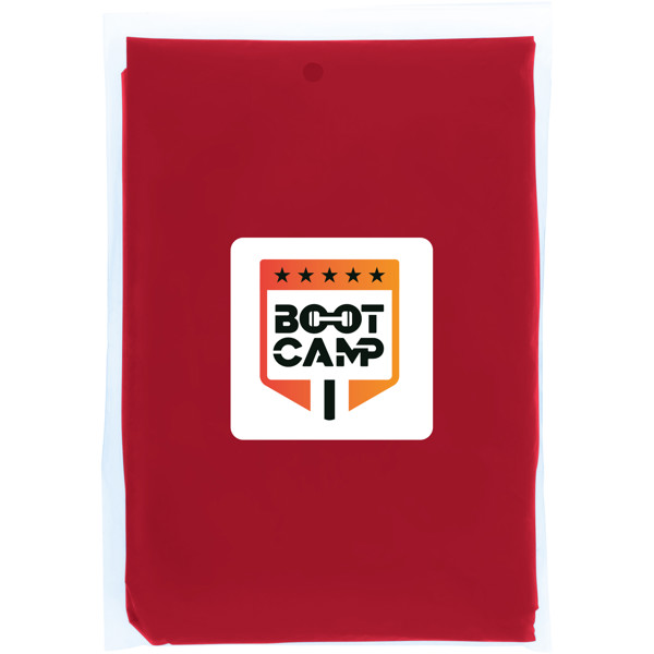 Mayan recycled plastic disposable rain poncho with storage pouch - Red