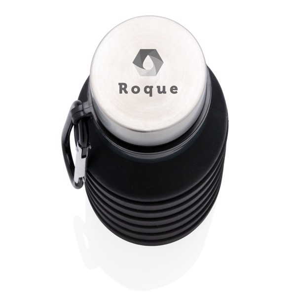 Leakproof collapsible silicone bottle with lid - Black