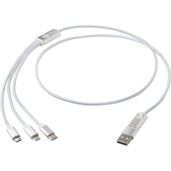 Versatile 5-1 recycled aluminium charging cable - Silver