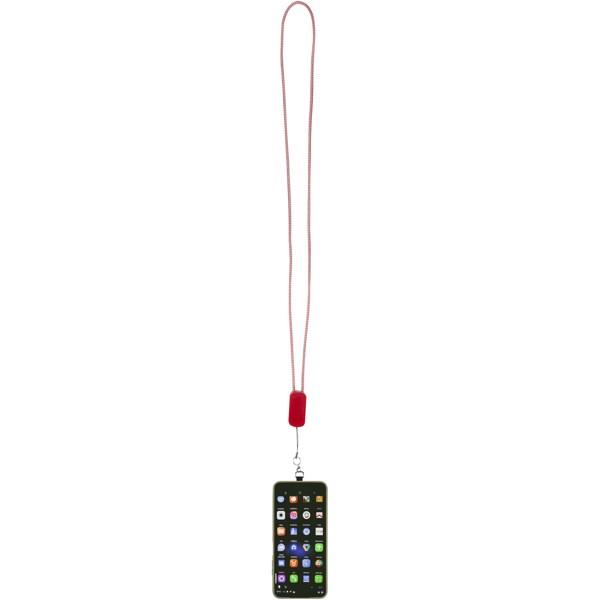Anser recycled plastic smartphone lanyard with 27W 5-in-1 built-in cable - Red