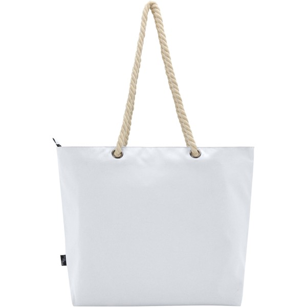 Panama GRS recycled beach cooler tote bag with cord handles 23L - White