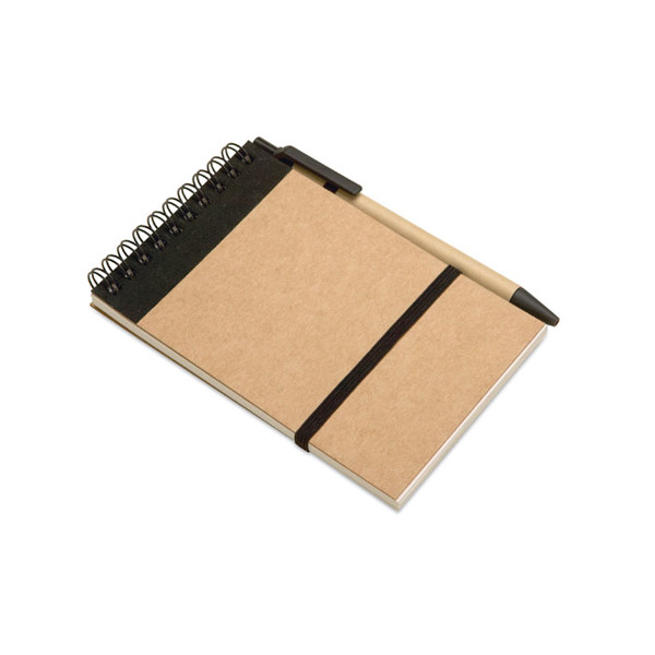 A6 recycled notepad with pen Sonora - Black