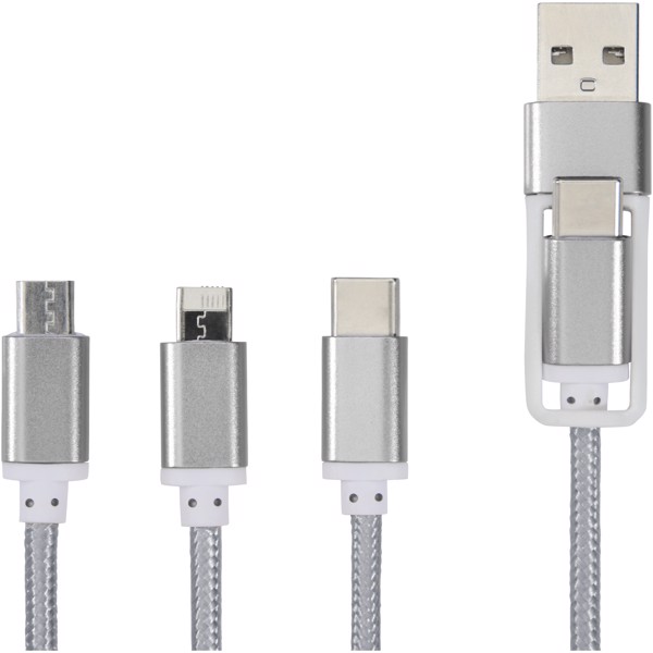Versatile 5-in-1 charging cable - Silver