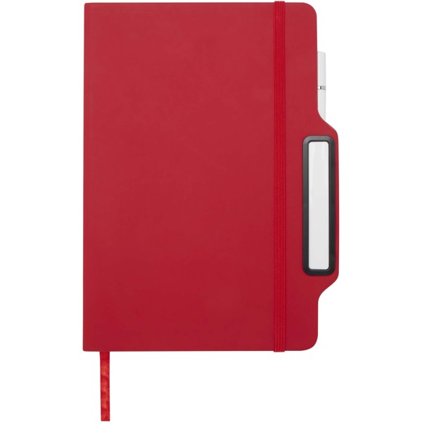 Nexus A5 hard cover notebook with pen and pencil combo (black ink) - Red