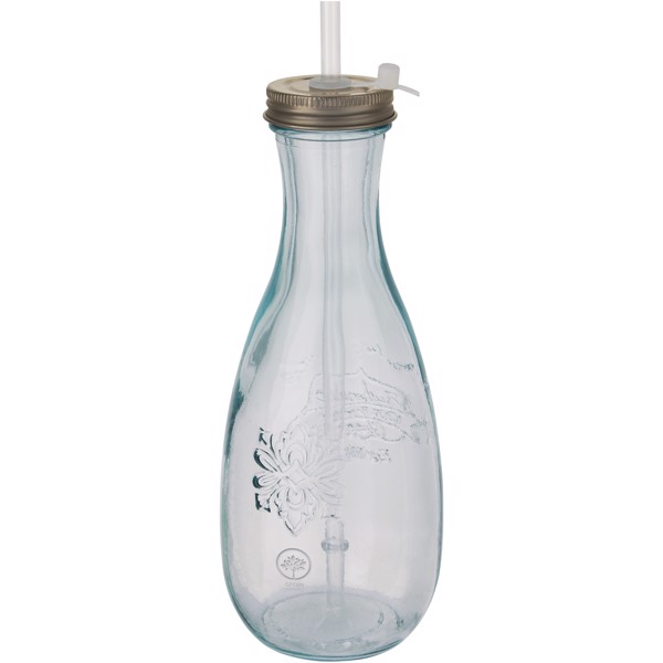Polpa recycled glass bottle with straw