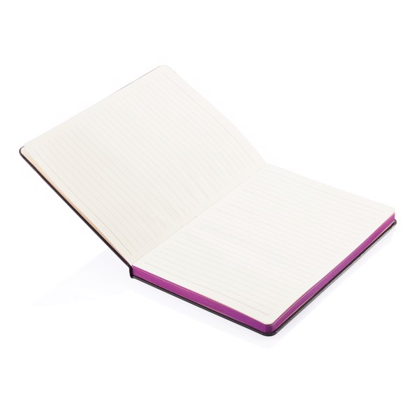 Deluxe hardcover A5 notebook with coloured side - Purple / Black