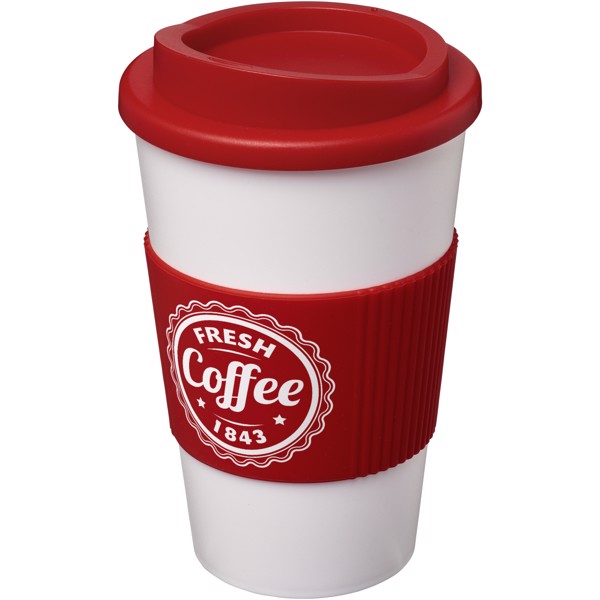 Termo hrnek s rukojetí Americano® 350 ml - Bílá / Červená s efektem námrazy