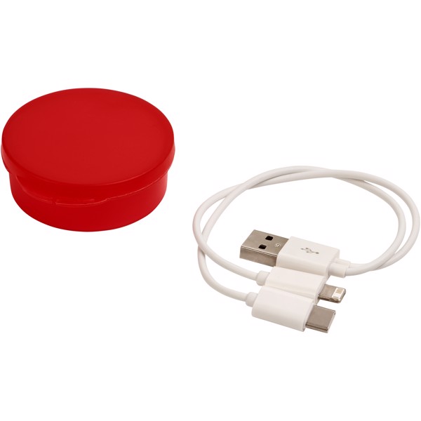 Nabíjecí kabel Versa 3-v-1 v pouzdru - Transparentní červená