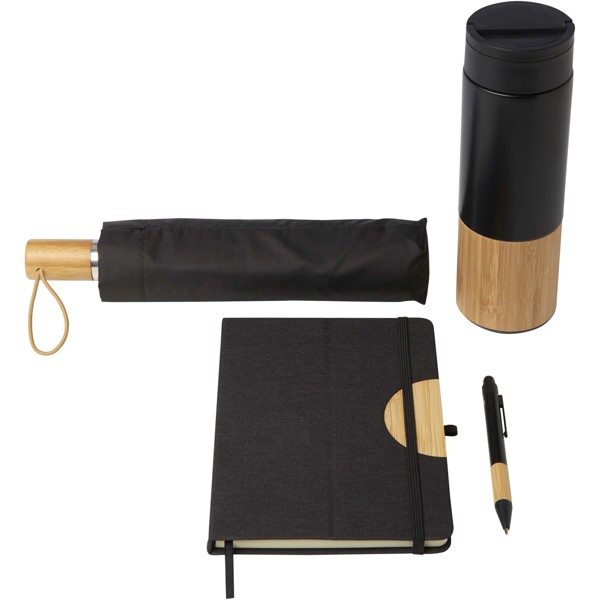 Laura A5 hard cover notebook and ballpoint pen gift set (black ink)