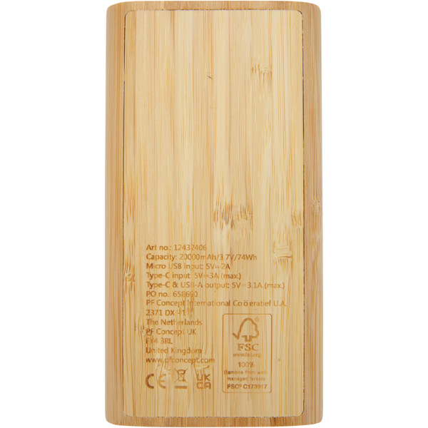 Tulda 20.000 mAh bamboo power bank