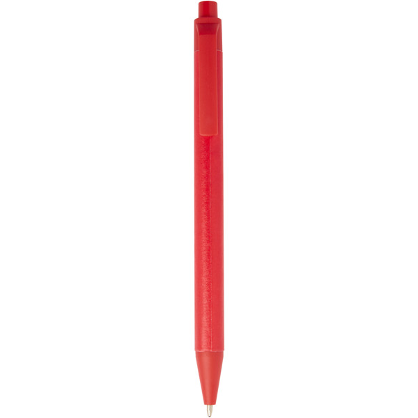 Chartik monochromatic recycled paper ballpoint pen with matte finish (black ink) - Red