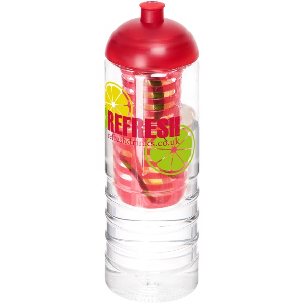 H2O Treble 750 ml lahev s infuzérem a kupolovitým víčkem - Průhledná / Červená s efektem námrazy