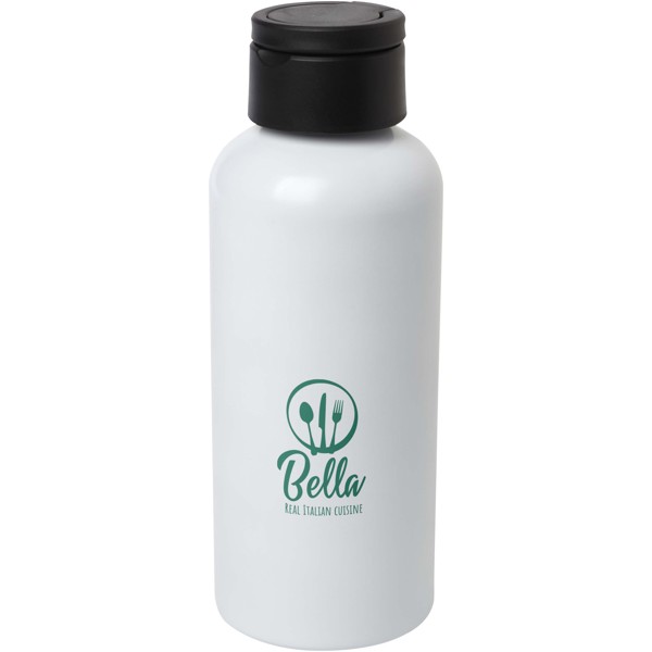 Trinity 600 ml RCS certified recycled aluminium water bottle with RPET lid - White