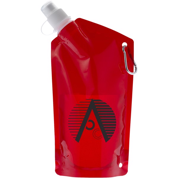 Cabo 600 ml water bag with carabiner - Transparent red