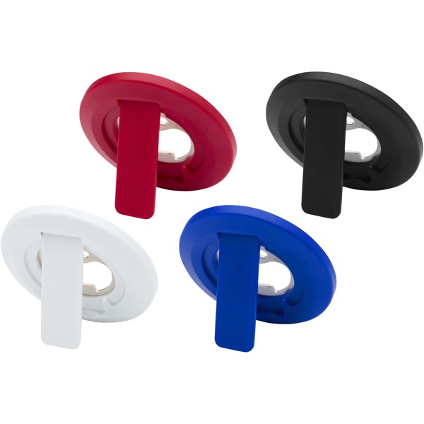 Ain recycled plastic magnetic phone stand with bottle opener - White