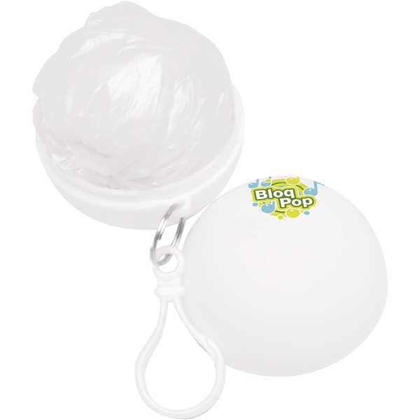 Xina rain poncho in storage ball with keychain - White