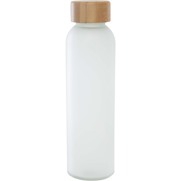 Lume 500 ml matte soda lime glass bottle with bamboo lid - White