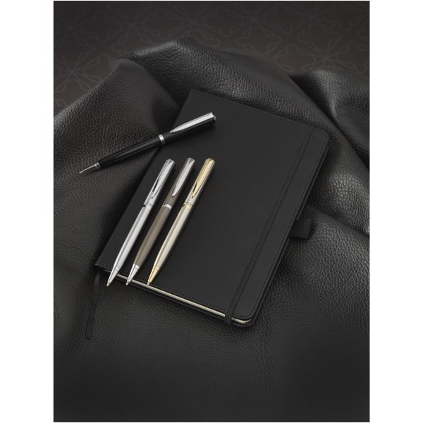 City lacquered ballpoint pen - Silver / Solid black