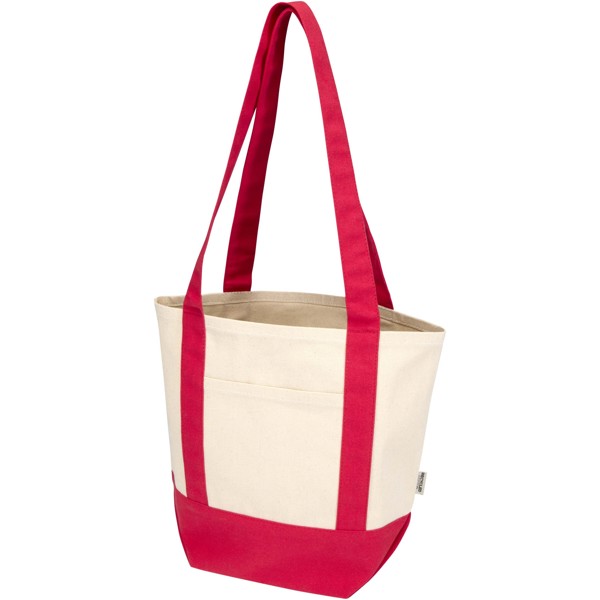 Sam 320 g/m² GRS recycled mini cotton tote bag - Red / Natural