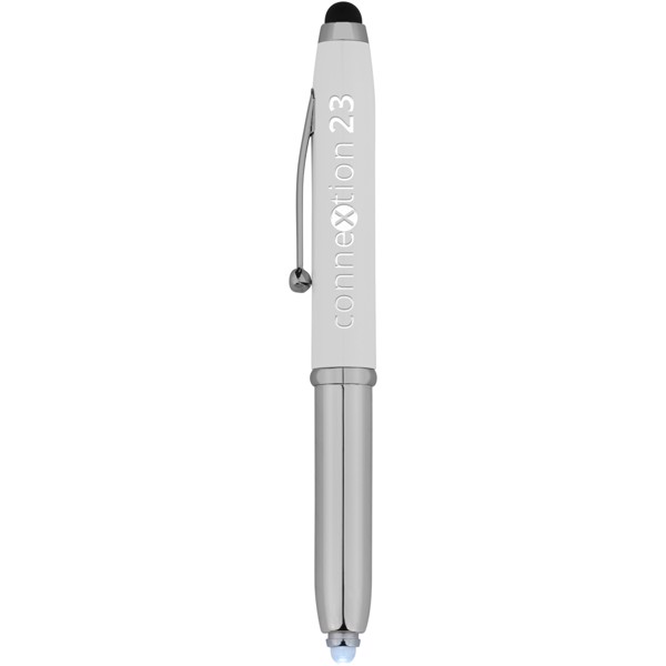 Xenon stylus ballpoint pen with LED light - White / Silver