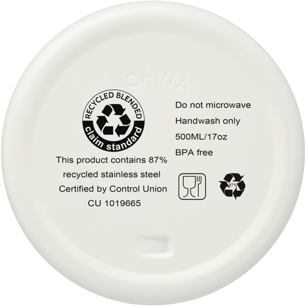 Vasa 500 ml RCS certified recycled stainless steel copper vacuum insulated bottle - White