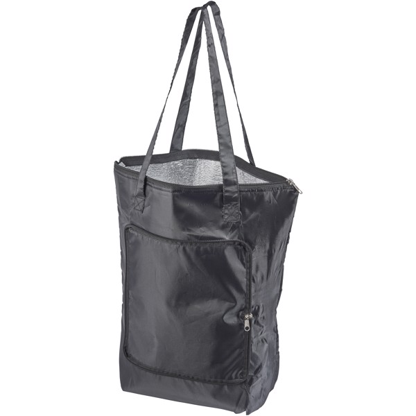 Cool-down zippered foldable cooler tote bag - Solid black