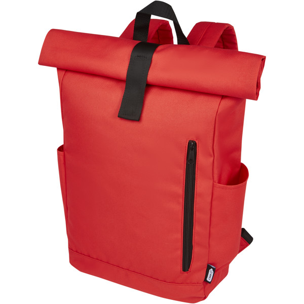 Byron 15.6\" GRS RPET roll-top backpack 18L - Red