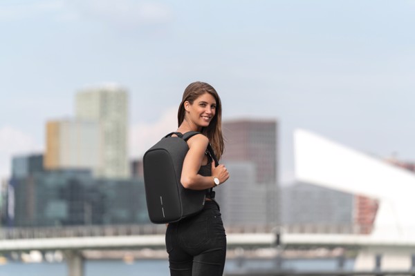 Bobby Hero Small, Anti-theft backpack - Anthracite / Grey