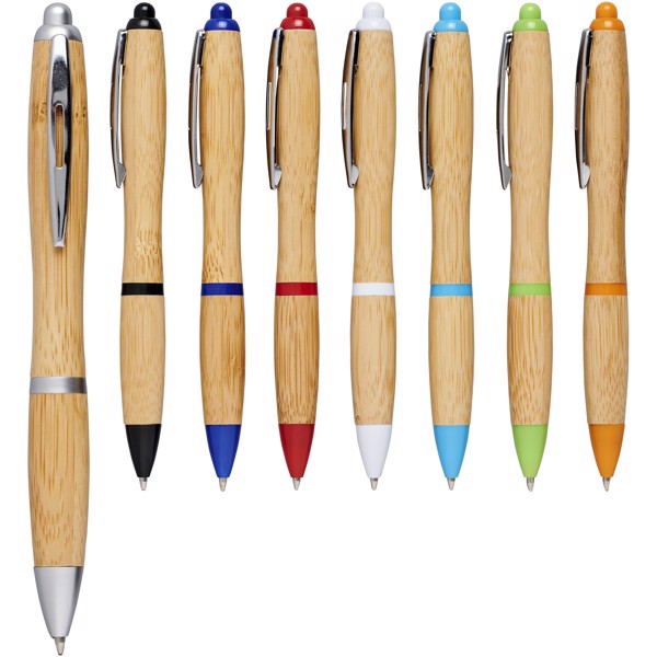 Nash bamboo ballpoint pen (blue ink) - Natural / Silver