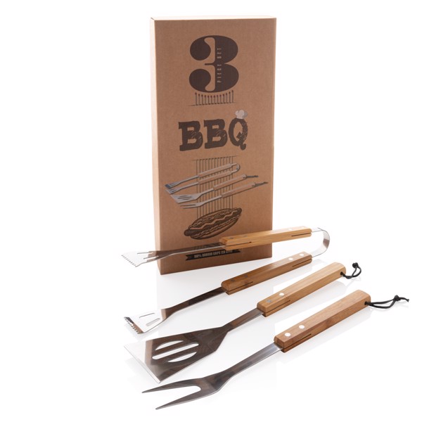 3 pcs bamboo BBQ set