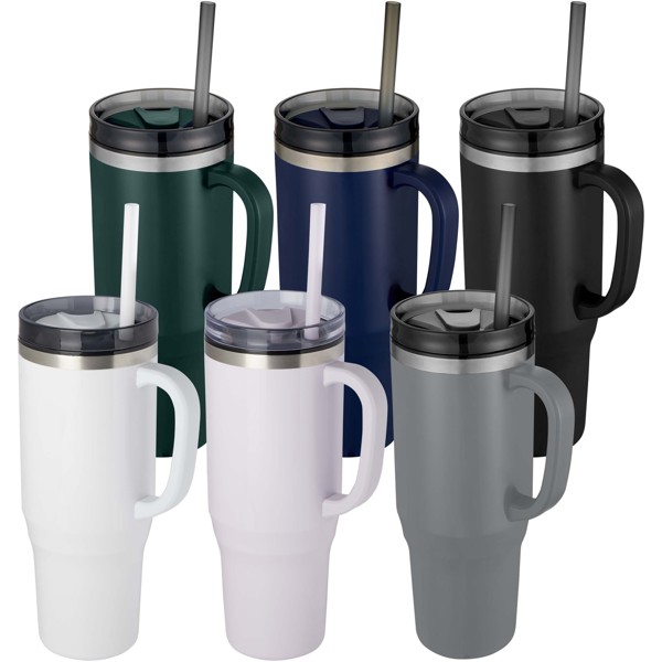 Melbourne 1200 ml RCS certified insulated tumbler with straw - White