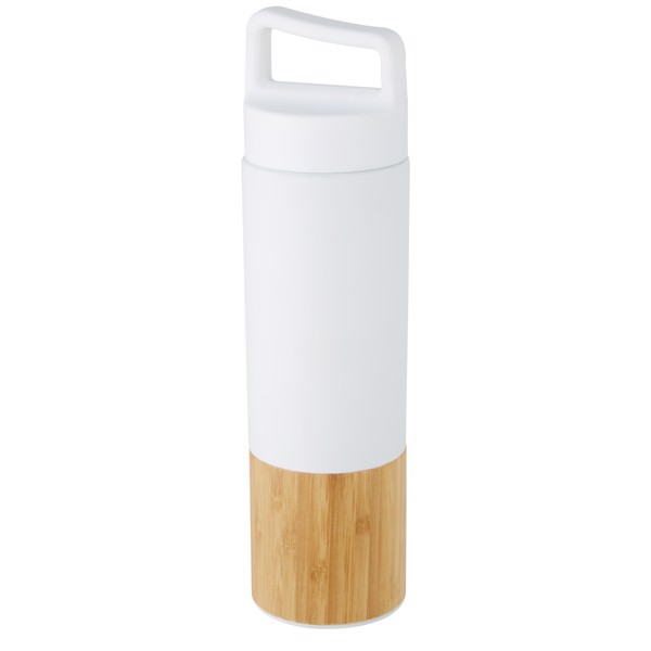 Torne 540 ml copper vacuum insulated stainless steel bottle with bamboo outer wall - White
