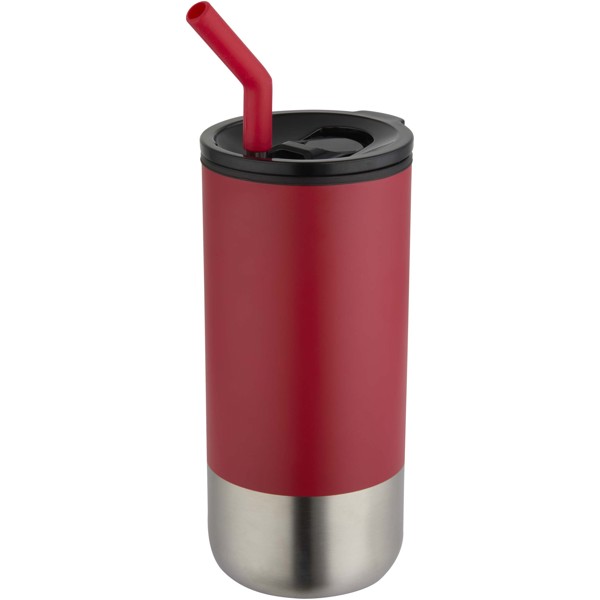 Grayson 480 ml RCS recycled insulated tumbler with straw - Red