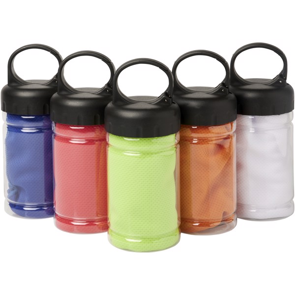 Chladivý ručník Remy v nádobce z PET - Bílá