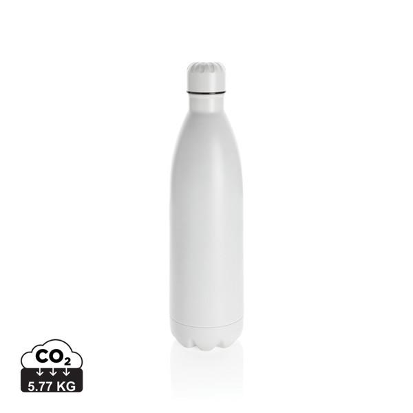Solid colour vacuum stainless steel bottle 1L - White