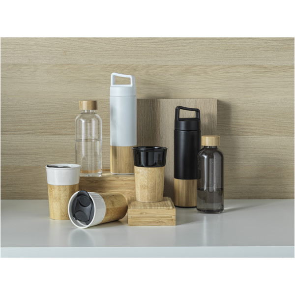 Torne 540 ml copper vacuum insulated stainless steel bottle with bamboo outer wall - White