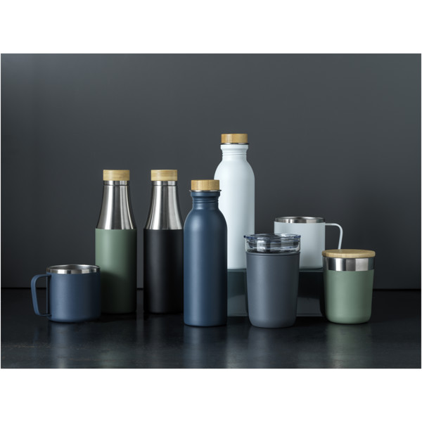 Lagan 330 ml copper vacuum insulated stainless steel tumbler with bamboo lid - White