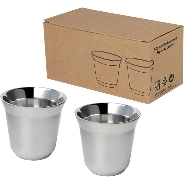 Duo 80 ml RCS certified stainless steel espresso cup set - Silver
