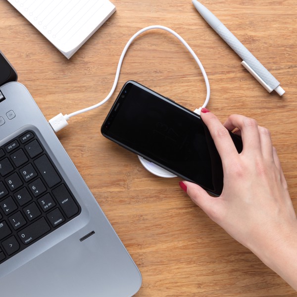 5W wireless charging pad round - White