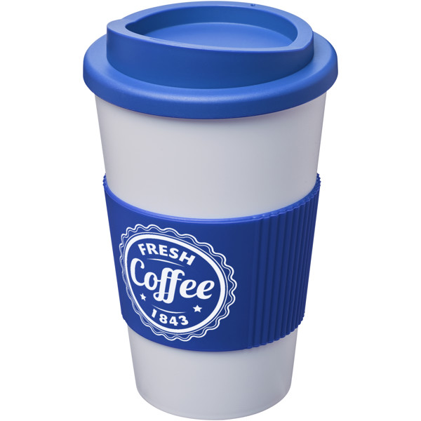 Americano® 350 ml insulated tumbler with grip - Mid Blue / White
