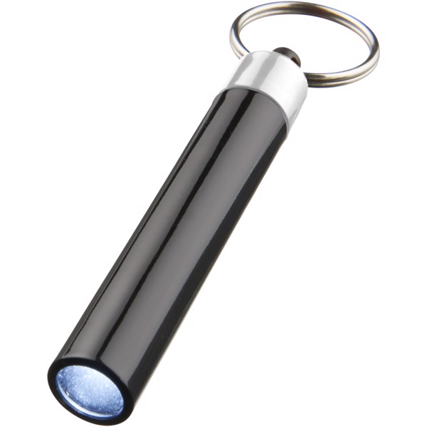 Retro premium LED keychain light - Silver / Solid black
