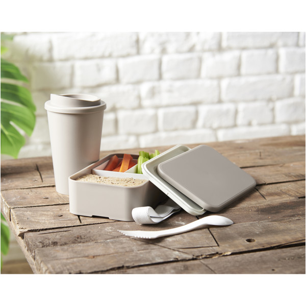 MIYO Renew 700 ml single layer lunch box - Pebble Grey / White