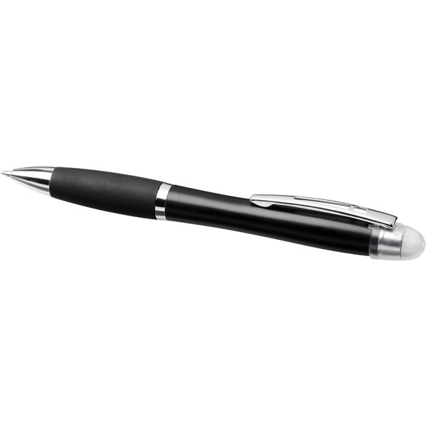 Nash light-up black barrel and grip ballpoint pen - White