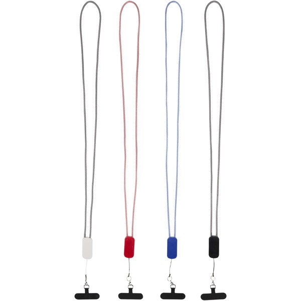 Anser recycled plastic smartphone lanyard with 27W 5-in-1 built-in cable - Red